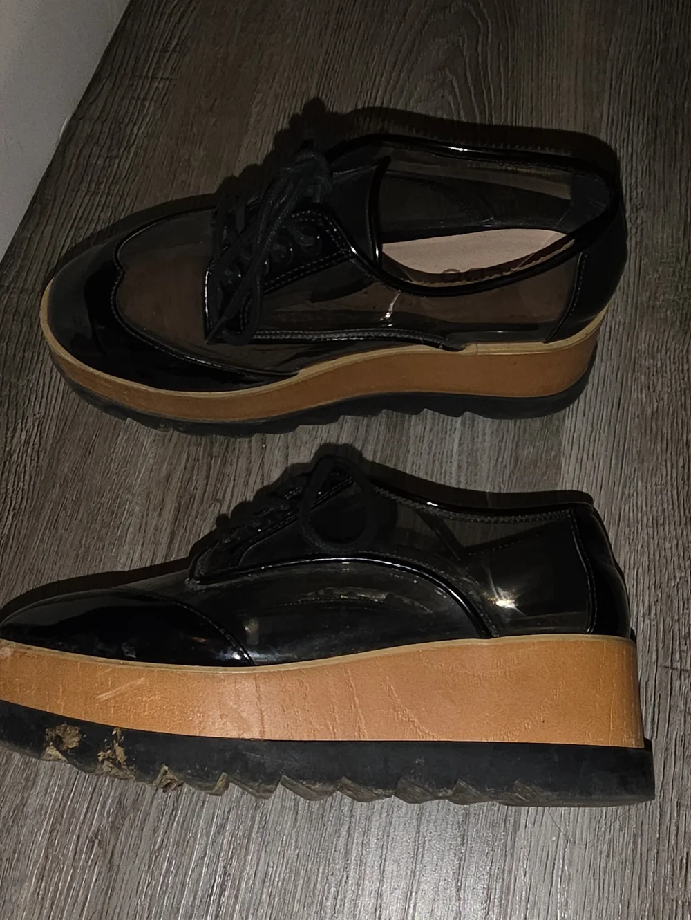 Women’s Black Patent Platform Lace-Up Shoes